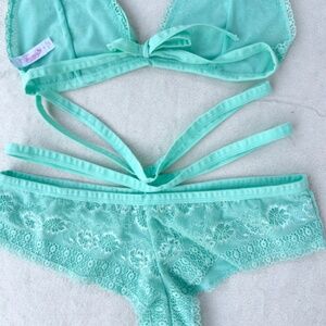 FANTASY‎ LINGERIE Cheeky Panty and Bralette Lingerie Set XL Green